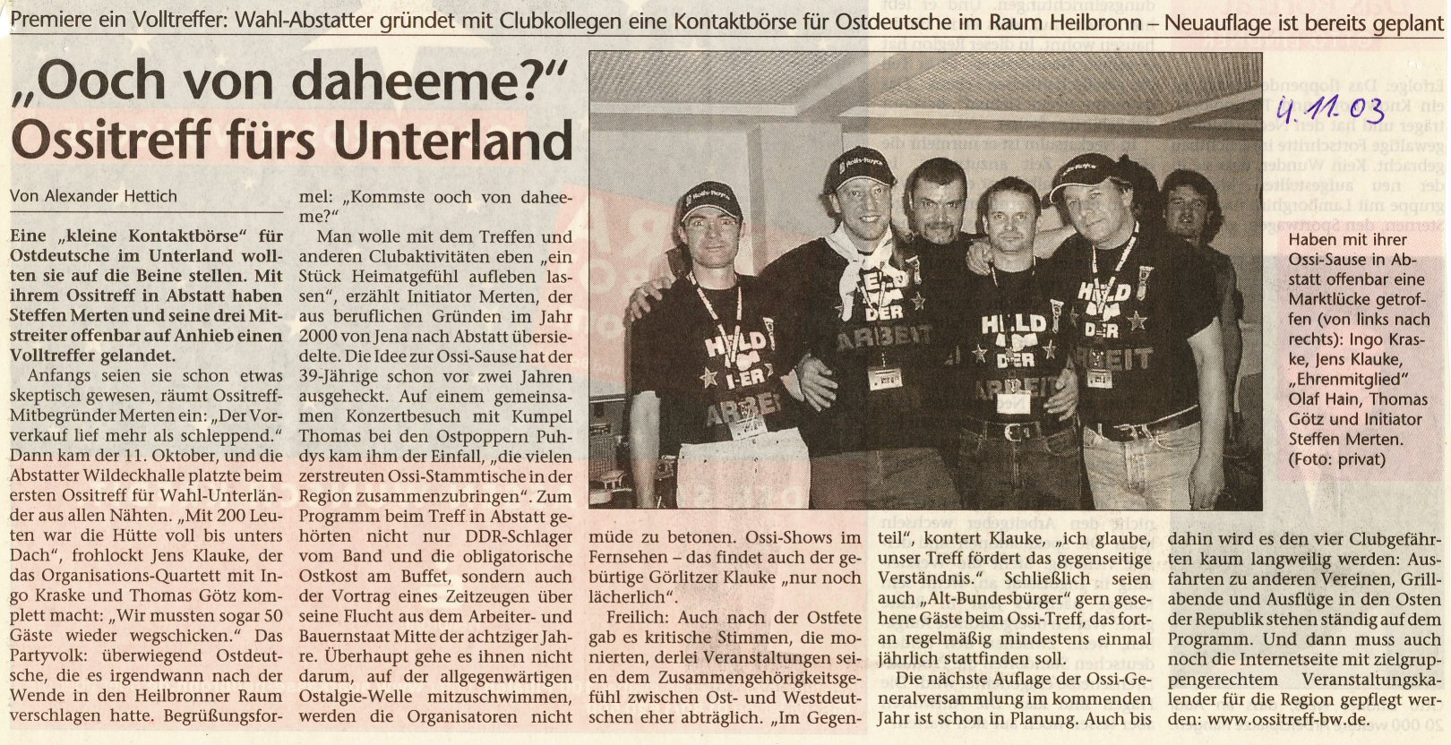 Heilbronner Stimme 04.11.2003